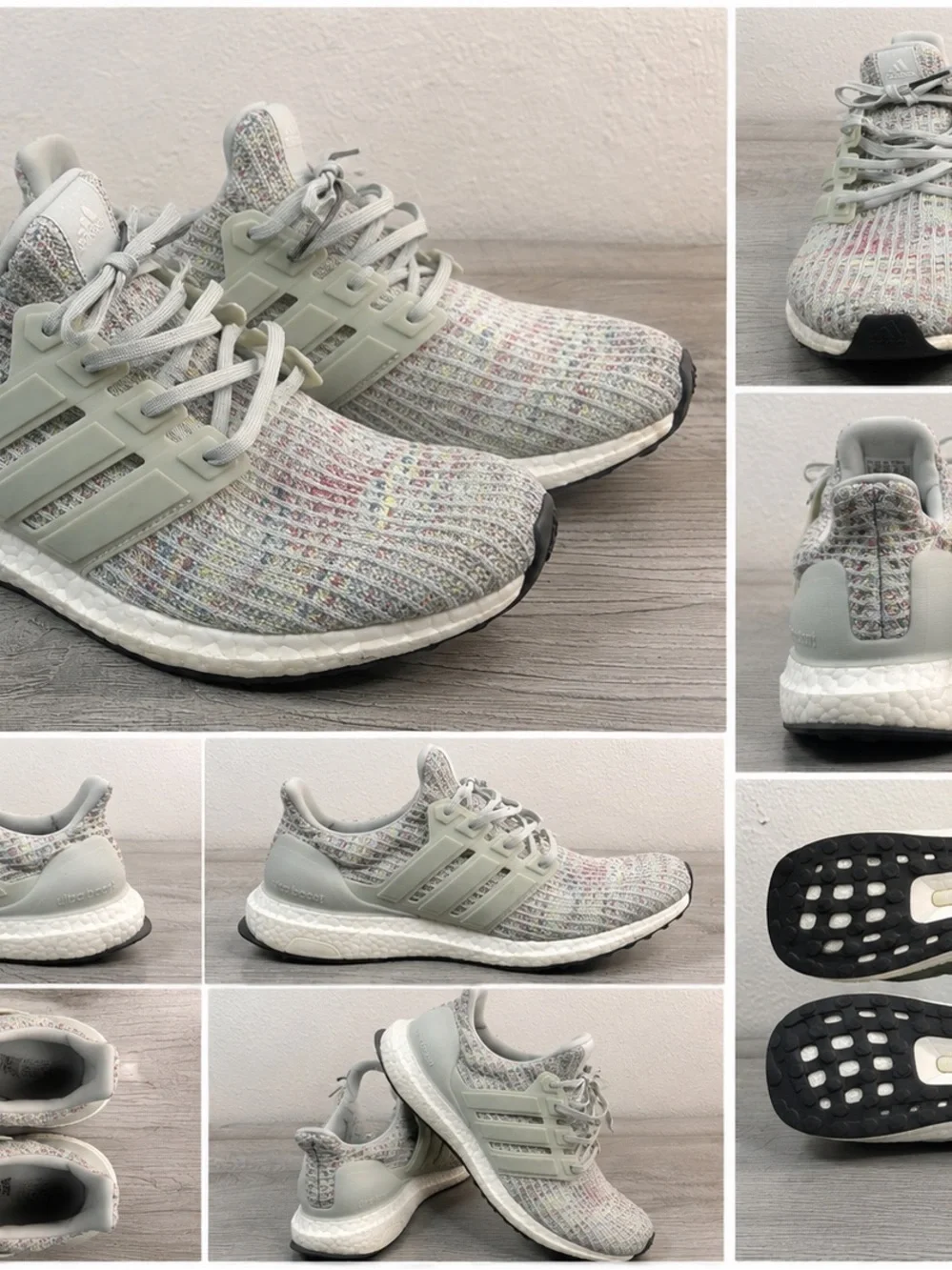 adidas Multicolor Knit Ultra Boost 4 Sneakers with Light Gray Cage Men’s Size 9